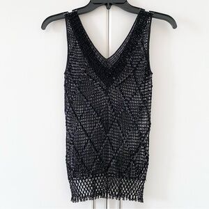 Y2K Beaded Sheer V-Neck Tank Top
